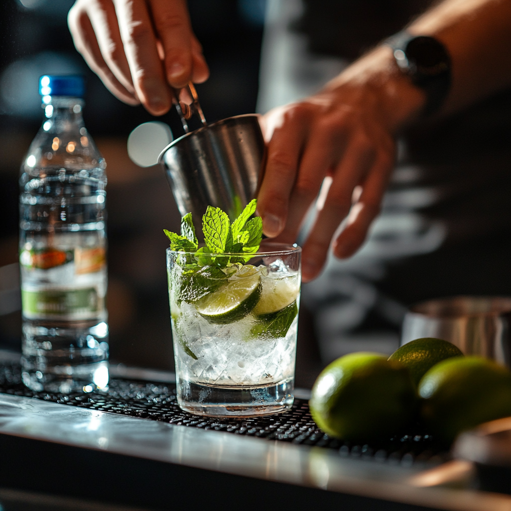 Tropical Coconut Water Mocktail You’ll Love Instantly 3 Muddling lime and mint for coconut water mocktail