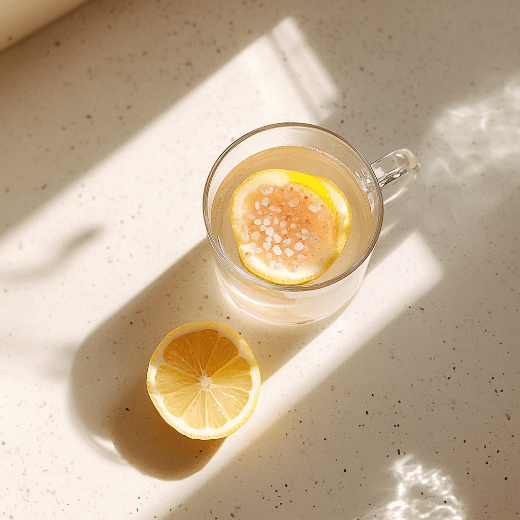 Homemade mounjaro recipe with pink salt in clear glass