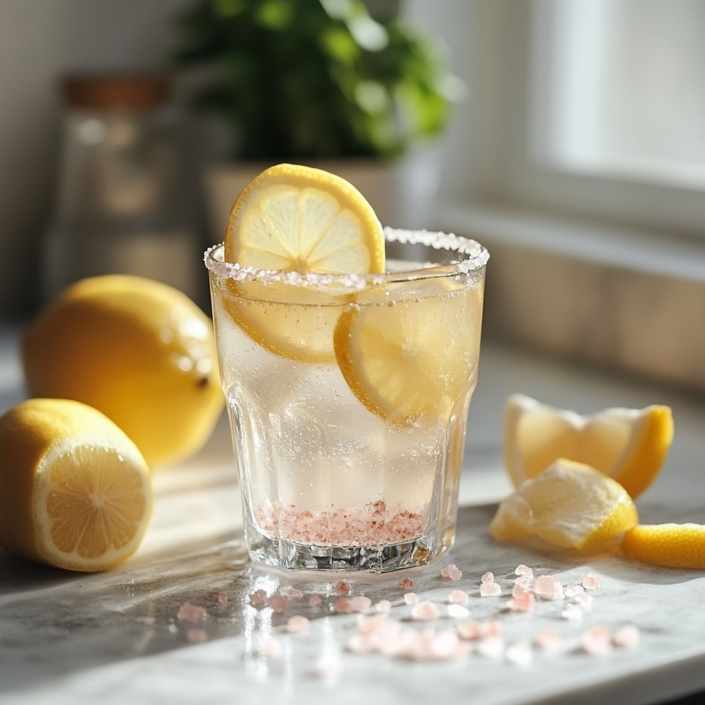 Morning Lemon Drink Made with Pink Salt and Citrus Pink salt lemon water morning drink