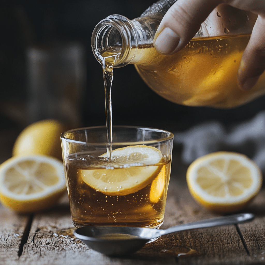 Pouring Apple Cider Vinegar, Measuring Apple Cider Vinegar, Apple Cider Vinegar Step, Weight Loss Recipe Process, Healthy Drink Step, ACV Preparation pouring apple cider vinegar for weight loss recipe