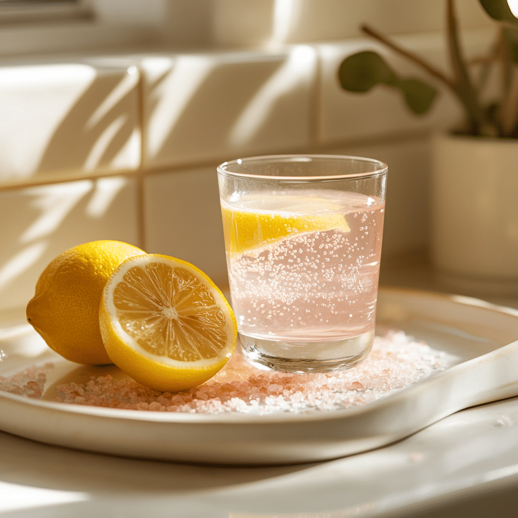 Served Pink Salt Weight Loss Drink serving pink salt drink for weight loss in the morning