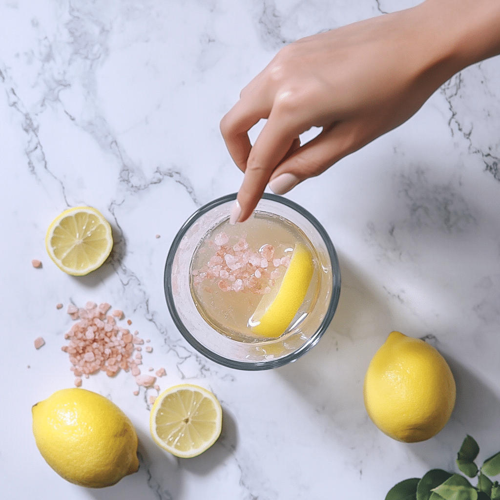 Stirring Pink Salt into Lemon Water what is the pink salt trick
