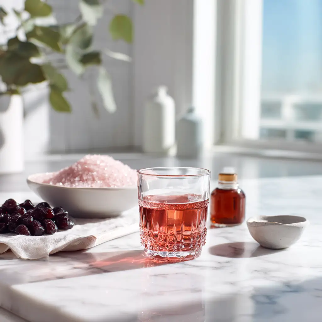 Gelatin Trick Ingredients: What’s Really Inside This Viral Drink 1 Gelatin trick ingredients arranged neatly on a modern marble kitchen counter