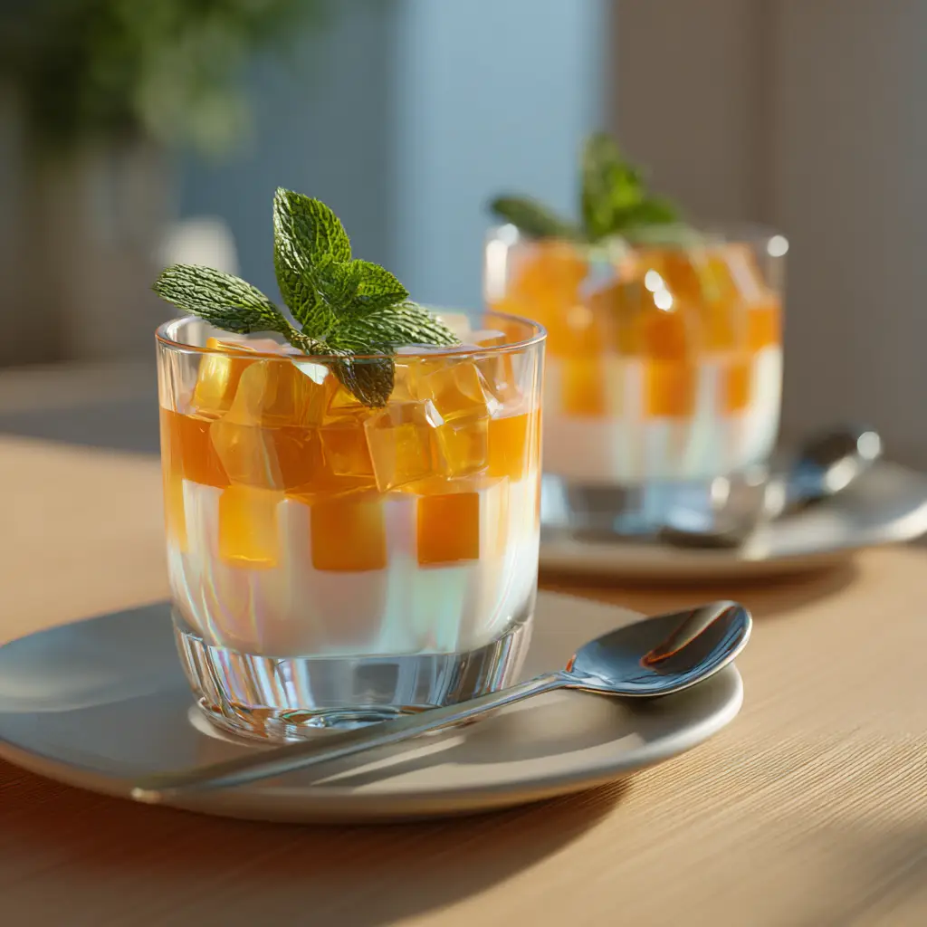 Rebel Wilson Weight Loss Pills: The Shocking Truth About the Gelatin Trick 1 protein gelatin dessert cubes with mint in a glass cup