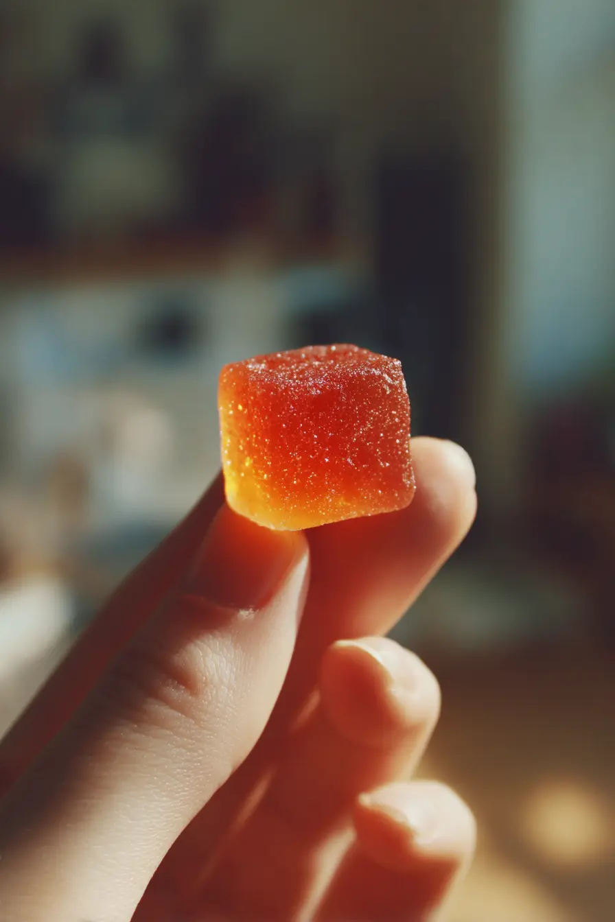 Person holding gelatin gummy cube
